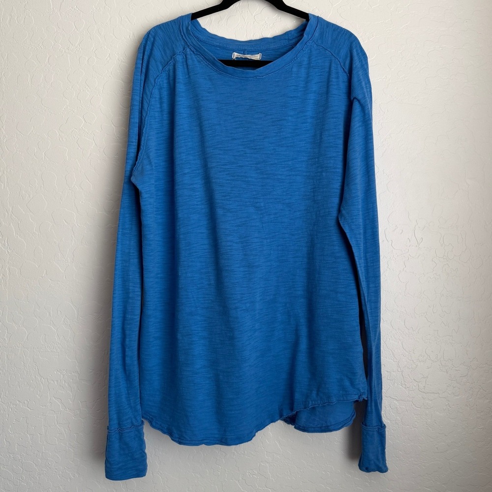 We The Free Women's Cotton Long Sleeve Tunic Top Blue Medium